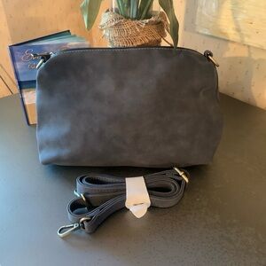 Joy/ Susan, NEW NEVER USED, Crossbody Bag Faux SUADE look. GRAYISH BLUE color.